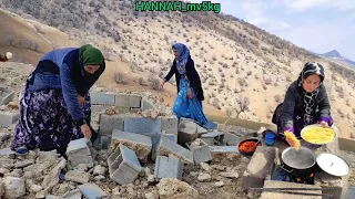 Fromthedestructionofthe nomadic family's toilet bythe wind and the collection of blocks