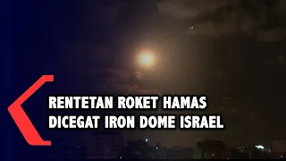 Penampakan Rentetan Roket Hamas Dicegat Iron Dome Israel