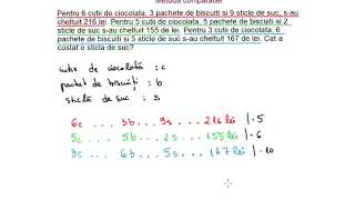 Metoda comparatiei cu 3 necunoscute (nivel sporit de dificultate, clasa a 5-a)