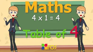 4x1=4 Multiplication, Table of Four 4 Tables Song Multiplication Time of tables - MathsTables