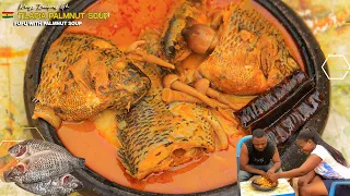 Very Delicious Tilapia Palmnut Soup With Fufu ||  Ghanaian fish soup |I Step by Step Preparation