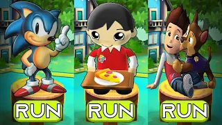 Tag with Lunchtime Ryan vs Sonic Dash vs PAW Patrol Ryder Runner - Run Gameplay