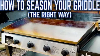 HOW TO SEASON YOUR NEW FLAT TOP GRIDDLE GRILL (THE RIGHT WAY)! PIT BOSS DELUXE CAST IRON GRIDDLE