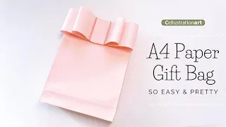 A4 Paper Gift Bag w Paper Bow | Easy Origami Gift Bags | DIY Paper Gift Idea