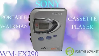 Sony Silver Walkman Portable Cassette Player and AM/FM Radio Weather Band TV Tuner (WM-FX290)