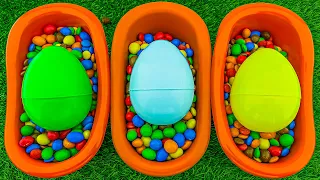 Oddly Satisfying | Mixing Candy in 3 Rainbow Bathtubs with Color Skittles & Magic Playdoh Balls ASMR