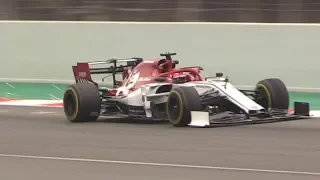 2019 Alfa Romeo Racing C38 V6 Sound in Action During F1 Tests at Barcelona