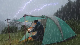 MY BEST VIDEO SOLO CAMPING IN HEAVY RAIN AND THUNDERSTORMS 2023