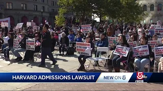 Protests held ahead of Harvard admissions lawsuit