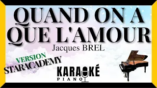 Quand on a que l'amour - Jacques BREL (Karaoké Piano) #STARACADEMY #karaoke #piano #instrumental