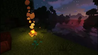 Minecraft Campfire And Ocean Waves Ambience With Music (4K Shaders)