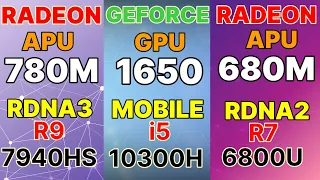 780M GPU benchmark VS  680M GTX 1650M VS VEGA 7 VS GEFORCE MX 450 R9 7940HS IGPU gaming test- 3Dmark