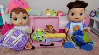 Packing Baby Alive Abby's Diaper bag and Suitcase for Grandmas House