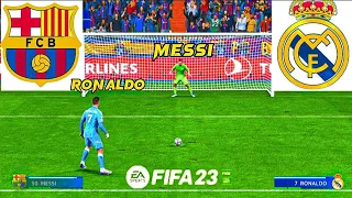 GOALKEEPER ! RONALDO vs MESSI FIFA 23 ! BARCELONA VS REAL MADRID ! PENALTY SHOTOOT - PS5 4K HDR
