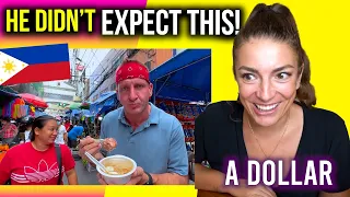 FOREIGNER reacts to $100 FILIPINO STREET FOOD Challenge in Manila