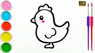 Cute Baby Chicken drawing for kids & toddlers | Easy Chicken drawing, Cute Bird drawing for children