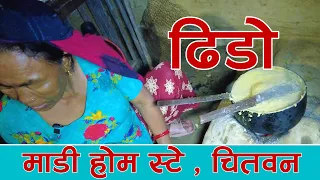 Dhido Banaune BEST Tarika || Nepali Village Woman Cooking Dhido in Chitwan Home Stay || SHOWDESH