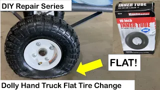 Dolly Hand Truck Flat Tire Fix with Pressed on Hub Cap. Help finding parts in the description.