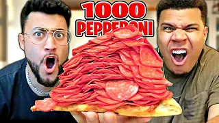 1000+ Pepperoni on 1 Slice of Pizza CHALLENGE 🍕!!! ((NEVER AGAIN)) ft. WOLFIE