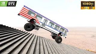 Monster Cars vs Stairs Jump Extreme Crash #72 BeamNG drive