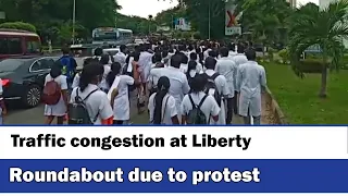 Traffic congestion at Liberty Roundabout due to protest