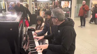 Two Little Girls Were Nervous Of The Public Piano