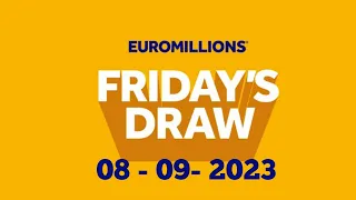 euromillions live draw result friday 08 SEP 2023 | euromillions draw live results friday