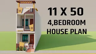 Small 4 Bedroom House Elevation,New Duplex 11x50 Makan Ka Naksha, घर हो तो ऐसा