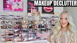 HUGE MAKEUP DECLUTTER & ORGANIZATION 😱 GETTING RID OF ALL MY MAKEUP | KELLY STRACK