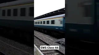 EWS Class 66 with BR & anglia mk2's passing Derby