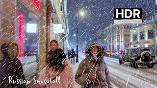 ❄️ POWERFUL SNOWFALL IN MOSCOW 🇷🇺 Real Russian WINTER with snow - With Captions ⁴ᴷ (HDR)