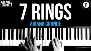 Ariana Grande - 7 Rings Karaoke SLOWER Acoustic Piano Instrumental Cover Lyrics LOWER KEY