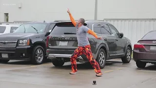 Father turns hospital parking lot into dance floor to help motivate son fighting leukemia