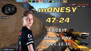 G2 m0NESY 47-24 Mirage POV @ FACEIT ranked 2022.12.19 - CSGO POV