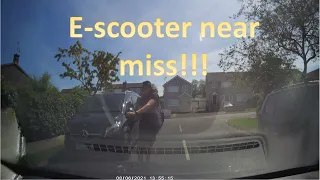 E-scooter near miss caught on dashcam - almost a head on collision