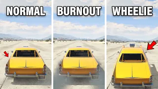 GTA 5 ONLINE - BEST WAY TO LAUNCH MUSCLE CAR (NORMAL VS BURNOUT VS WHEELIE)