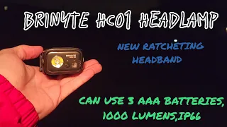 BRINYTE HC01 1000 LUMEN HEADLAMP FLASHLIGHT GREAT FOR CAMPING, EMERGENCIES, AND MUCH MORE