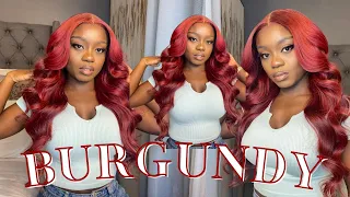 How To Dye Wig Red Burgundy Without Bleach| Beginner Friendly Glueless Install (Easy) Unicehair