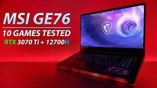 RTX 3070 Ti Laptop + Intel 7 12700H | 10 Games Tested | MSI GE76 | Benchmark