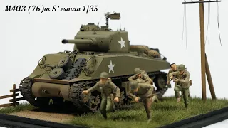 M4A3 (76)w Sherman Diorama 1/35 Academy - Tank model