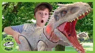 Giant Indominus Rex Dinosaur Showdown! Dinosaurs for Kids with Jurassic World Toys at T-Rex Ranch