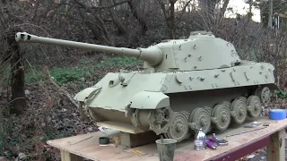 Armortek 1/6th scale RC King tiger project video#32 (final primer coat and base color added)