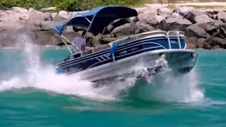 Pontoon Boat Fails and Big Waves BBQ Party boats crash