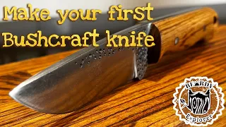 How to make a Bushcraft knife with zebrano wood handle #knifemaking #bushcraftknife #knife