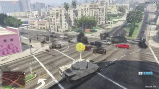 Cops try to stop tank. Then this happens...