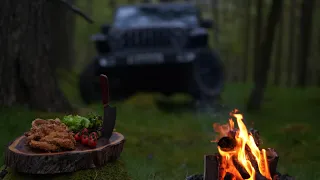 Extra Crispy Kentucky Chicken Breast🍗 Cooked in Forest🌳 Nature Sound