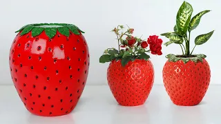 Strawberry shape Flower Vase making || Cement flower pot - सीमेंट फूल फूलदान बनाना