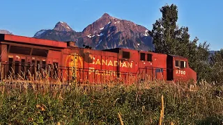 Fast Moving Canadian Coal Train Working Into The Canyon with DPUs