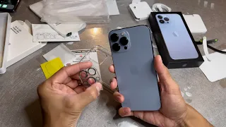 iphone 13 pro max | Unboxing | Installing case ,lens and screen protection