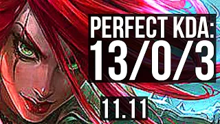 KATARINA vs KLED (MID) | 13/0/3, 1.9M mastery, Legendary, 900+ games | KR Diamond | v11.11